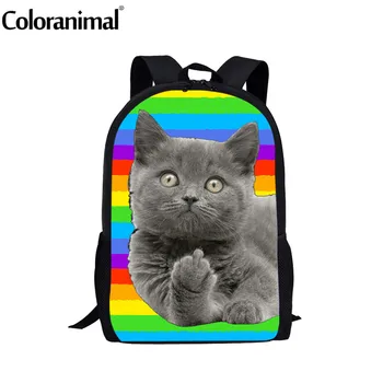 

Coloranimal Cute 3D Middle Finger Cat Pattern School Backpack for Teenager Girls and Boy Large Capacity Child Book Bag Bolsa Hot
