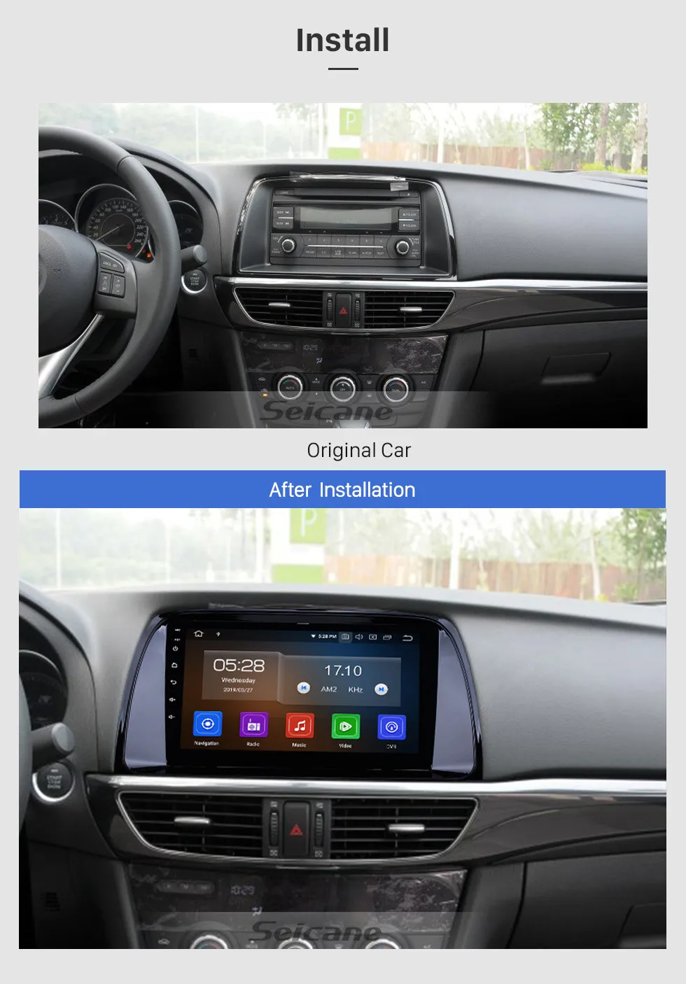 Best Seicane Android 9.0 Car GPS Navigation Unit Player for Mazda CX-5 2012-2014 2015 Support WIFI 4G OBD2 Backup Camera Radio FM 1