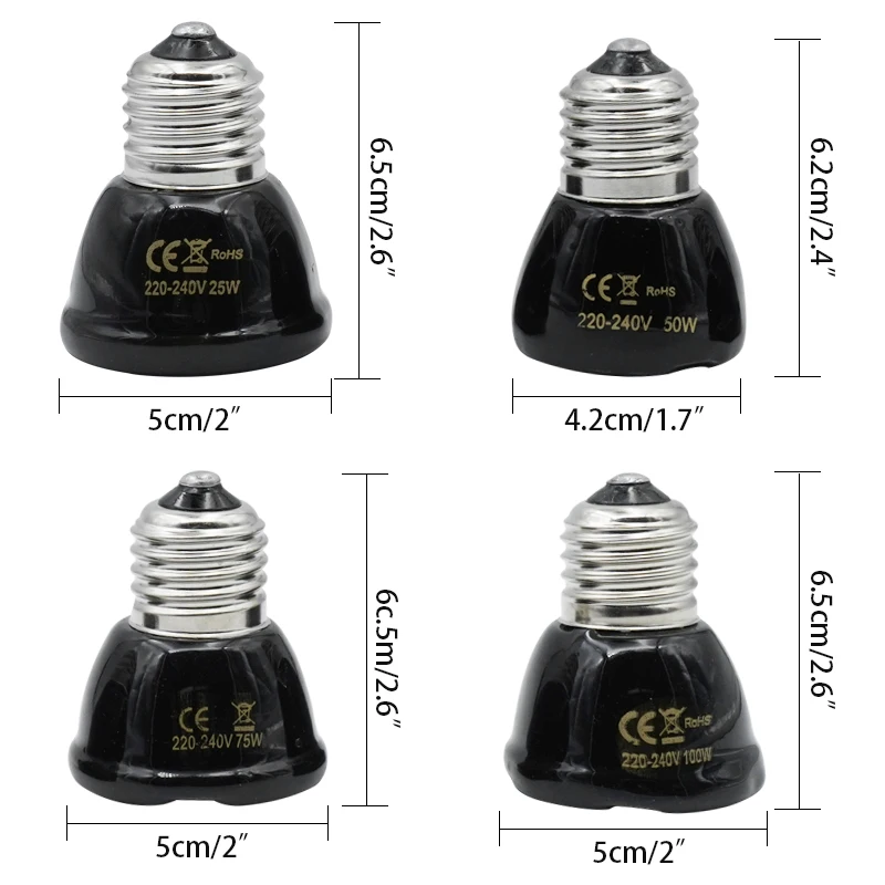 E27 Mini Pet Reptile Infrared Ceramic Heating Lamp, 220V-240V Warm Heat Emitter Light Bulb, 25W 50W 75W 100W, reptile heating lamp,reptile light bulb,reptile lamp bulb