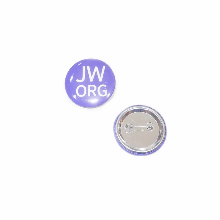 

Factory Direct Tinplate Badge Diameter 3.8CM Christian Testimony Badge Tinplate Safety Pin JW.ORG