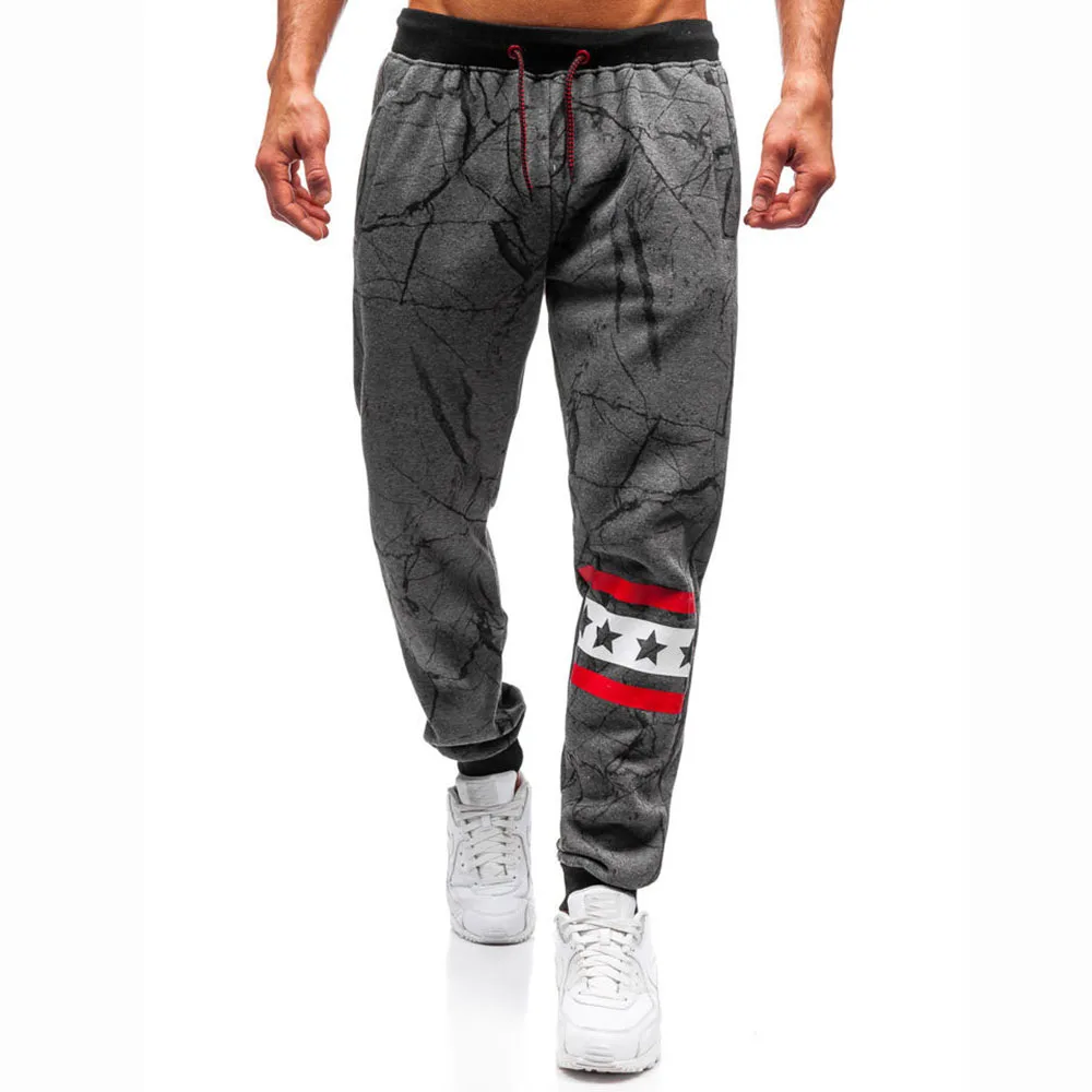 

New Men Pants Sweatpants Men's Pocket Casual Bandage Printed Flash Printed Pants Joggers Gym Clothing