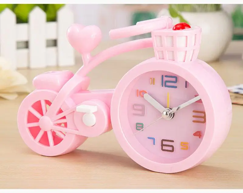 

DishyKooker Fashion Simple Chic Bicycle Alarm Clock Candy Color Desktop Clock Unique Home Decoration