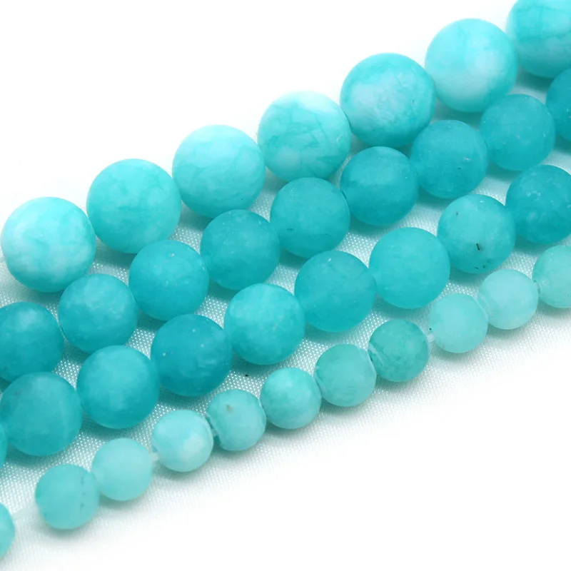 

Natural Matte Green Chalcedony Stone Beads Round Loose Spacer Beads for Jewelry Making DIY Bracelet Necklace 4/6/8/10/12mm 15"