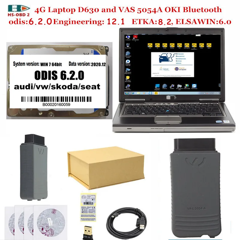 Оригинальный сканер VAS 5054 OKI Keygen Bluetooth obd и ноутбук D630 с программным обеспечением