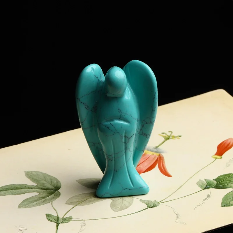 Turquoise 1 шт., натуральный кристалл, розовый кварц, ангел-хранитель, статуя ангела, исцеление, драгоценные камни, Современный домашний декор, ремесло, подарки, маленькие украшения, подарки - Цвет: Turquoise