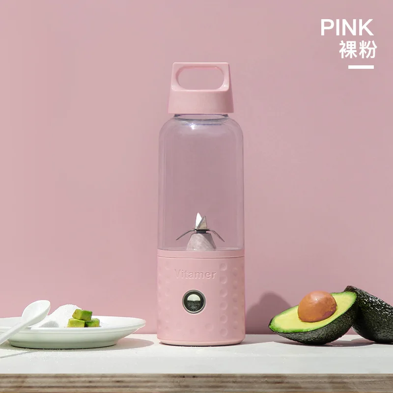 Vitamin-Pink Мини электрическая соковыжималка автоматическая соковыжималка машина USB соковыжималка стакан блендер молочный коктейль соковыжималка кухонная утварь миксер - Color: Vitamin-Pink
