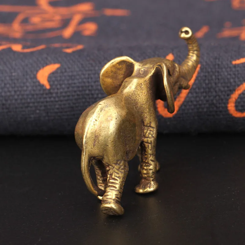 Antique Bronze Minature Elephant Figurines Tea Pet Table Ornament Decorations Solid Copper Animal Crafts Home Decor Living Room