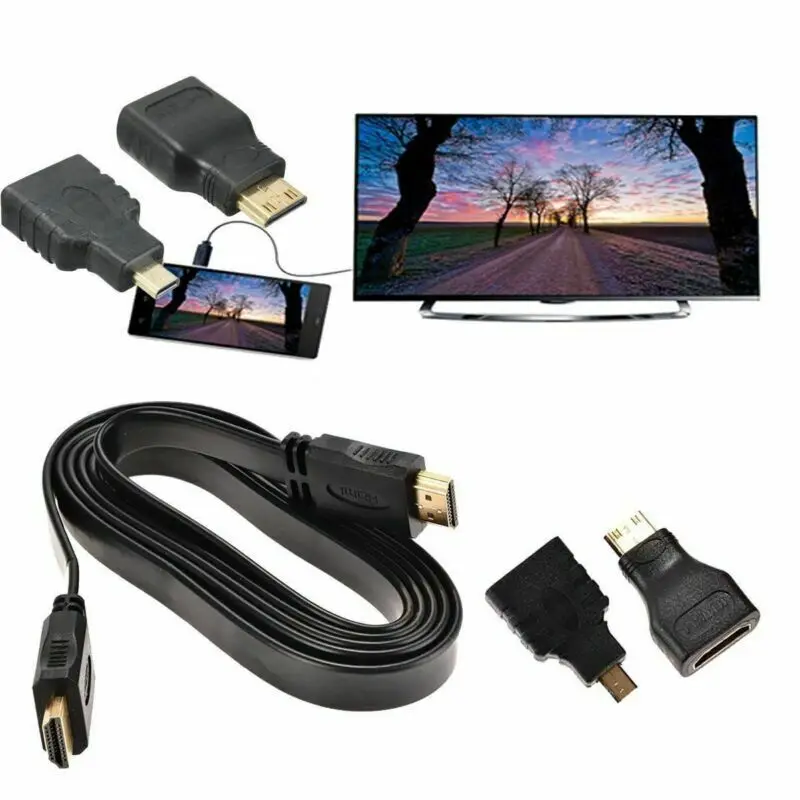 1080P HDMI кабель HDMI к мини и микро адаптер Набор для Android планшетный ПК, телевизор Micro HDMI к HDMI, мини HDMI к HDMI адаптер