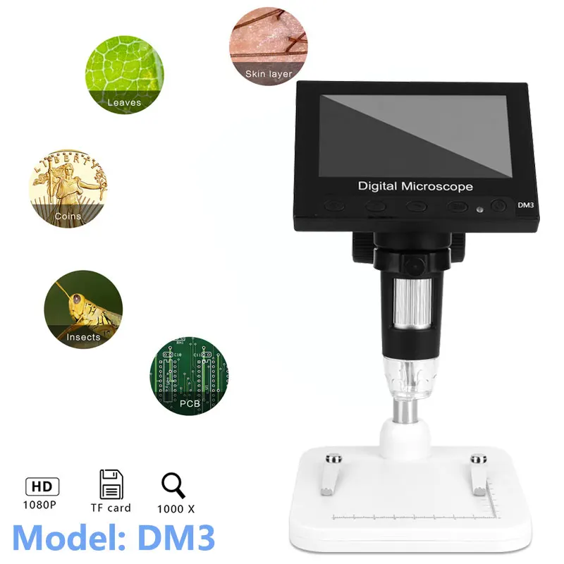 

Digital Microscope Waterproof USB Electron Microscope Computers Screen Microscope 4.3 Inch Display Professional Photos