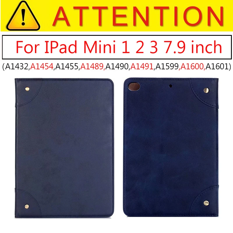 Mini1 2 3 Dark Blue Магнитный чехол для iPad Mini 4 Mini 5 7,9 складной Стенд PU кожаный чехол для IPad Mini 1 2 3 4 5 7,9 дюймов Ретро Смарт-Чехол - Цвет: Mini1 2 3 Dark Blue