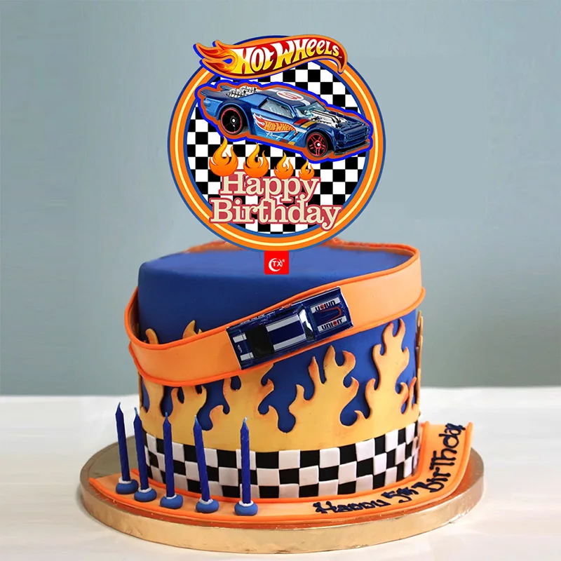 Set 29 Pezzi Decorazioni Torta Hot Wheels - Topper Compleanno Per Ragazzi Con Auto Da Corsa, Ideale Per Feste A Tema - Foto 3