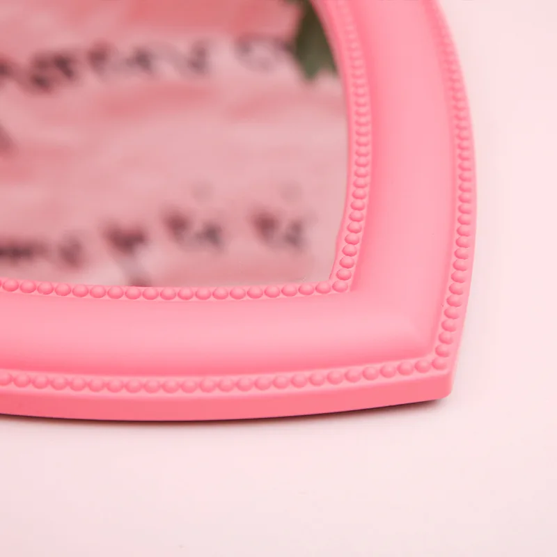 Pink Heart Mirror Desktop Dressing Mirror Wall Hangers Dual Purpose Makeup Mirror GIRL'S Room Wall Decoration Heart Shape Mirror