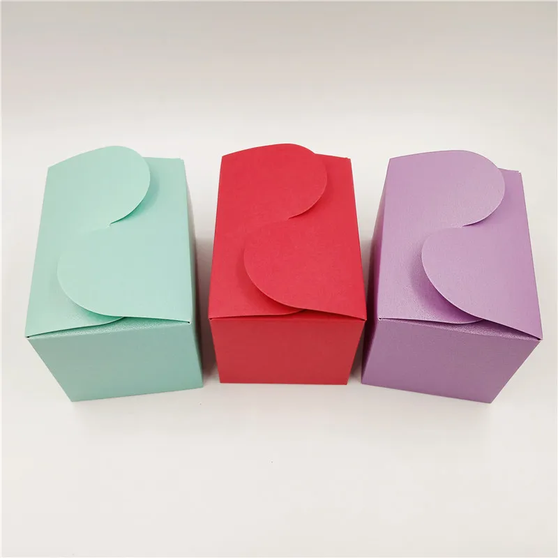 

100Pcs/Lot Multi Solid Color S-Shaped Kraft Paper Boxes For Candy Packaging DIY Gifts Handmade Container Boxes Accept Customize
