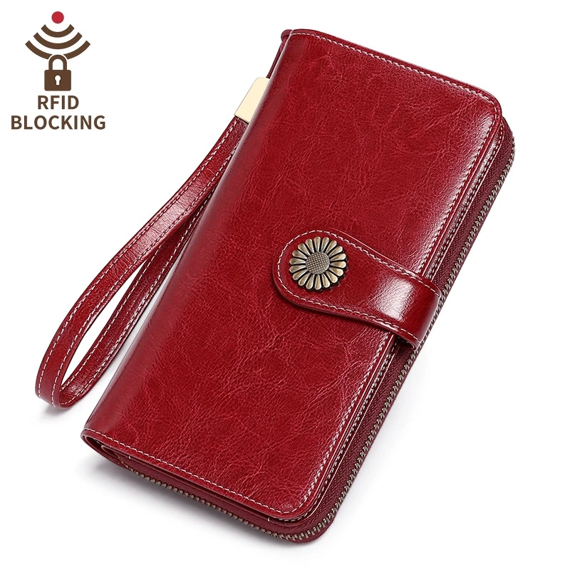 

Rfid Anti-Theft Brush Ladies Wallet Long Leather Wallet Female European And American Clutch Bag Large Capacity Single Zipper Ticket Holder