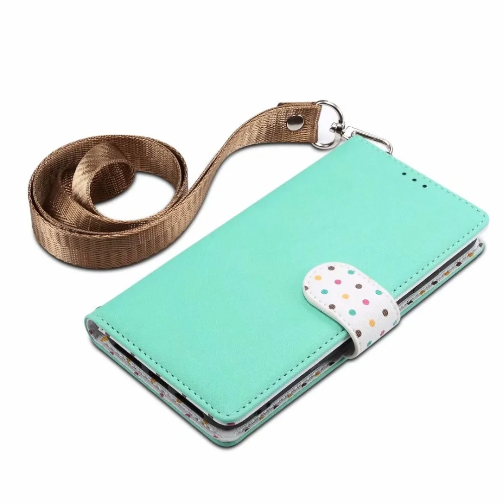 Wave point dot wallet card leather case for iPhone (7)