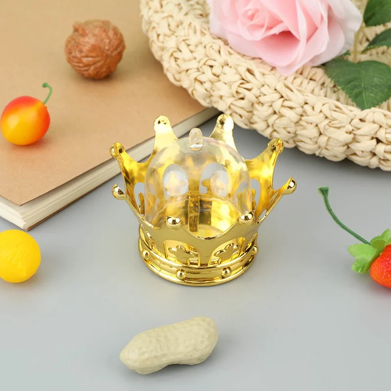Золотая Серебряная корона форма пластиковая коробка конфет на свадьбу подарочные коробки