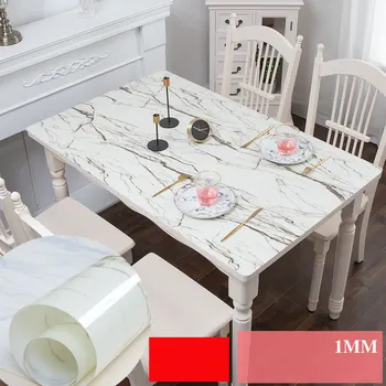 

1mm Soft Glass Mat Kitchen Dining Table Cover marble prints PVC Table Cover Nordic Decor Tablecloth home decorative DW302