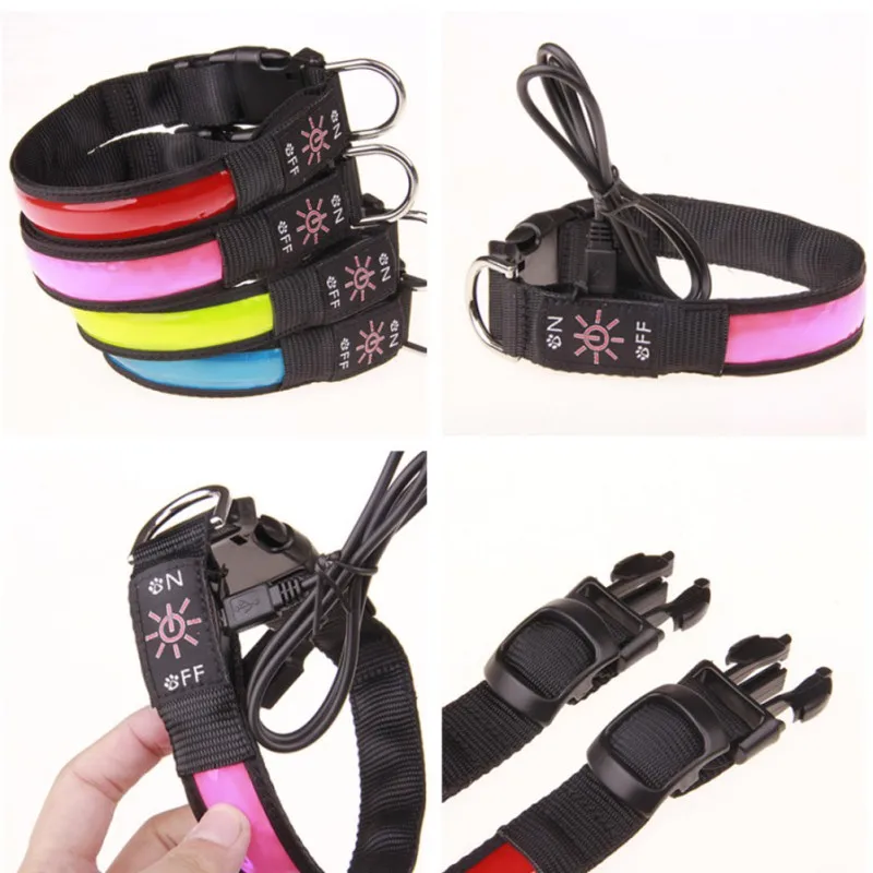 Pet USB Charging LED Anti-lost Luminous Collar 61-64cm Pet Dog Collar Night Dog Collars Glowing Luminous accessories Dog Collar Pet Collar