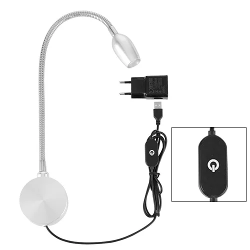 Dimmable Flexible 3w Aluminum Led Wall Light Fixture indoor Hotel Living Room Bedroom Bedside Wall Lamps for Readin - Цвет абажура: Silver Dim-Wire