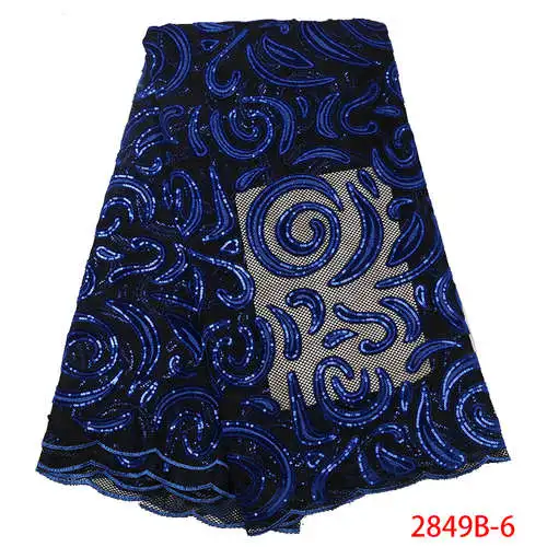Picture 6 Nigerian Tulle Net Lace Fabric Mesh High Quality Sequin Velvet Lace Fabric African Fabrics Laces for Wedding KS2849B-1 - Color: Picture 6