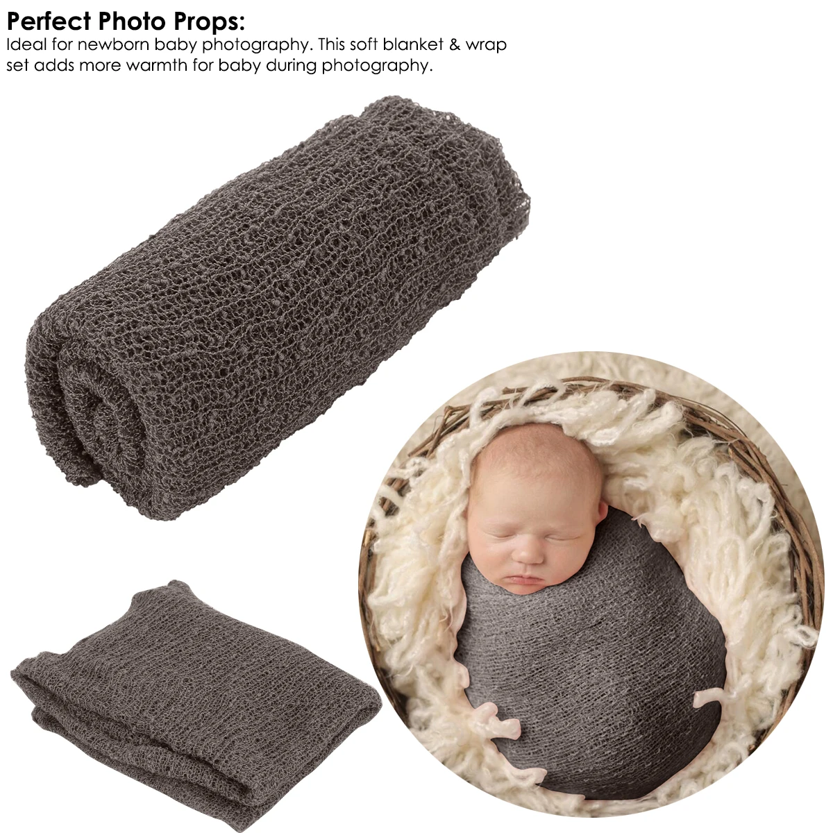 Newborn Faux Fur Prop Basket Filler Stuffer Photo Props Baby Fotografia Photography Backdrop Background Blanket Infant Shoot