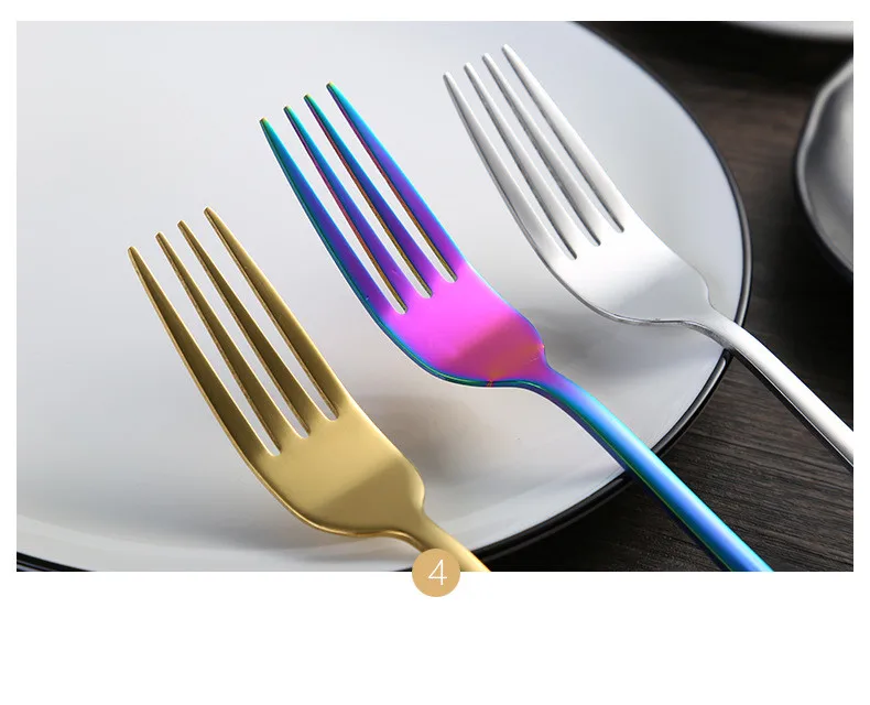 4pcs / lot stainless steel cutlery spoon western steak Gold-plated high-end cutlery set