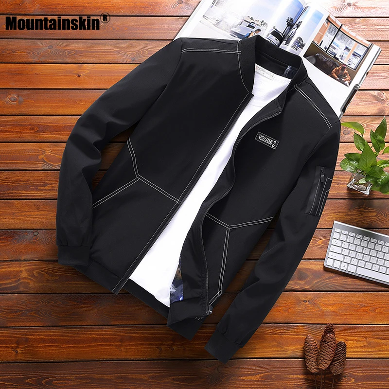 

Mountainskin 2019 Mens Autumn Spring Jackets Fashion Baseball Collar Casual Coats Solid Color Slim Fits 8XL Brand Clothing SA754