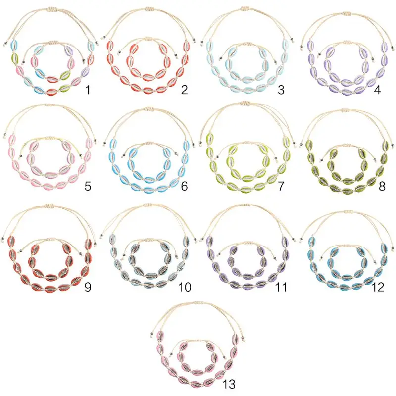 

Ocean Beach Style Shell Necklace Bracelet Set Fashion Lady Women Color Drops Neck Chain Bracelets Jewelry Gifts