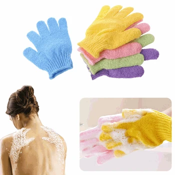 

8Pcs Body Scrub Bath Gloves Scrub Exfoliating Bath Towel Dry And Clean Elastic Magic Five Fingers Bath Gloves Random Colors