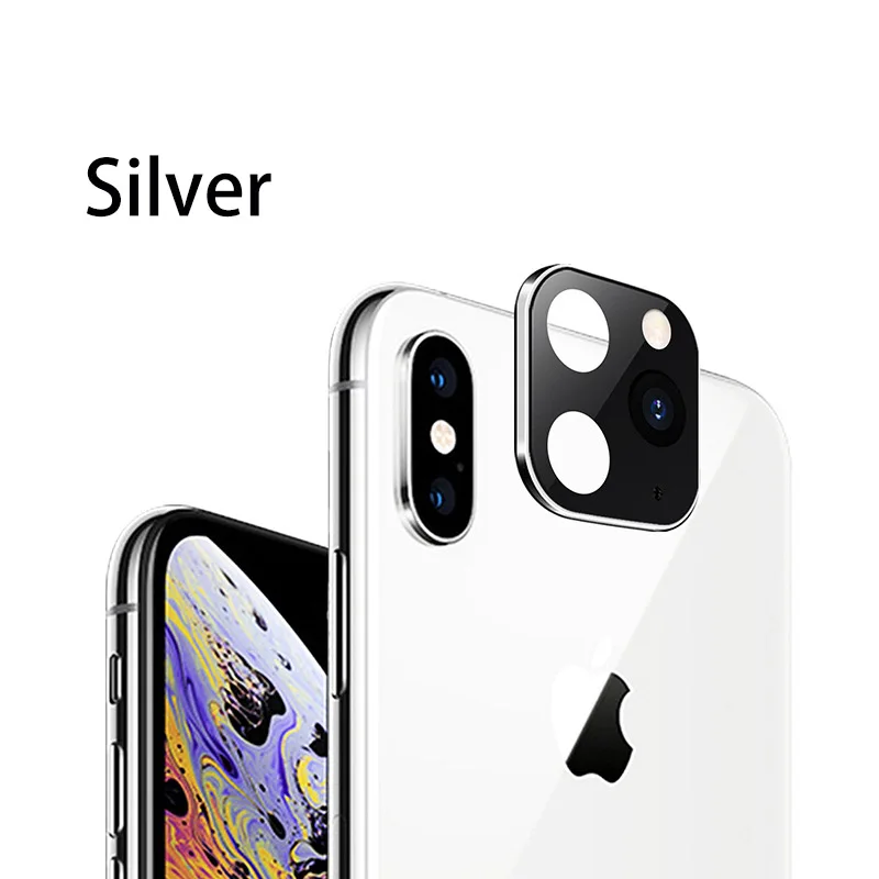 Silver Закаленное стекло для iPhone X XS Max объектив Второе изменение на iPhone 11 Pro Max металлический объектив камеры протектор экрана для iPhone XS MAX - Цвет: Silver