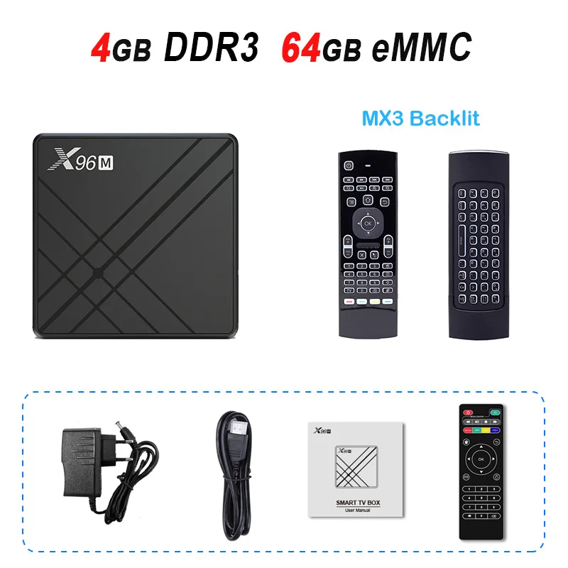 Android 9,0 ТВ приставка X96M Allwinner H603 Смарт ТВ приставка 4 Гб DDR3 32 Гб 64 Гб eMMC 2,4G WiFi 4K медиаплеер телеприставка 2 ГБ/16 ГБ - Цвет: 4GB 64GB MX3