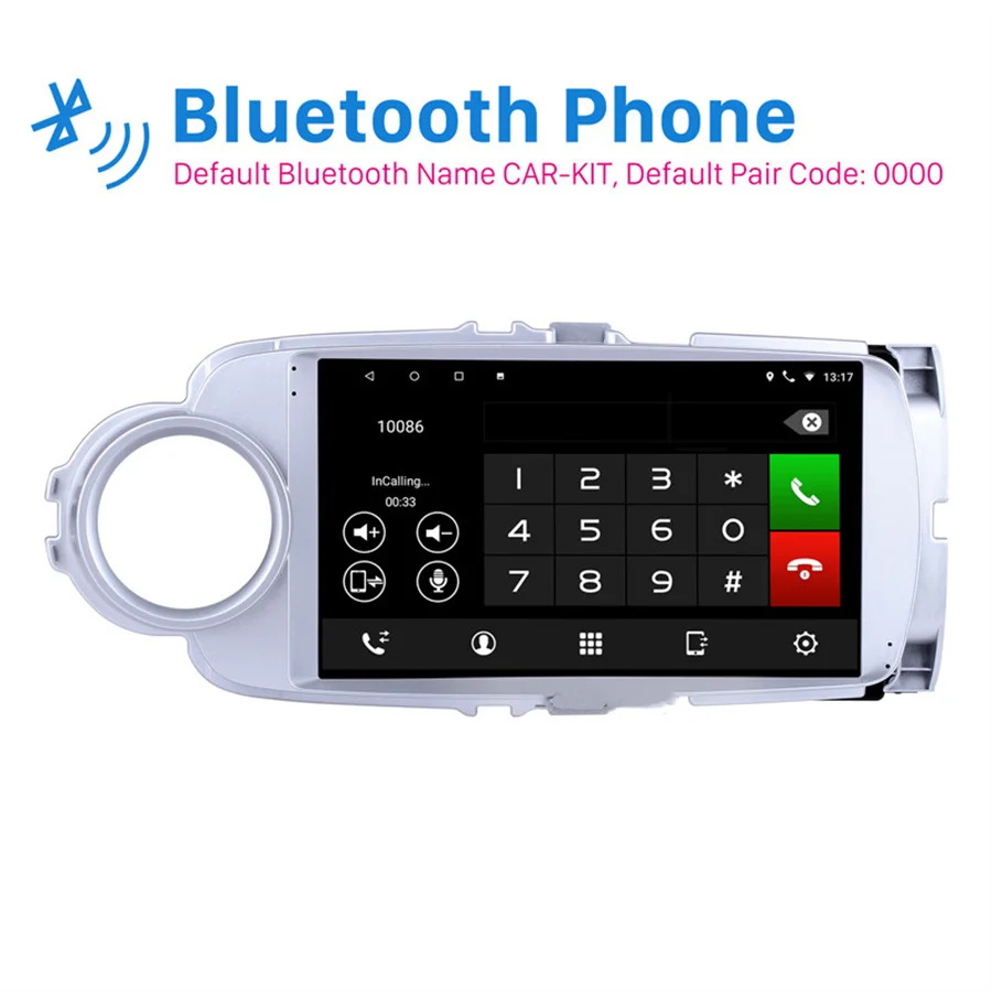 Car Stereo Radio 9'' Android 10.1 GPS with Camera for Toyota Yaris Vitz LHD 2012-
