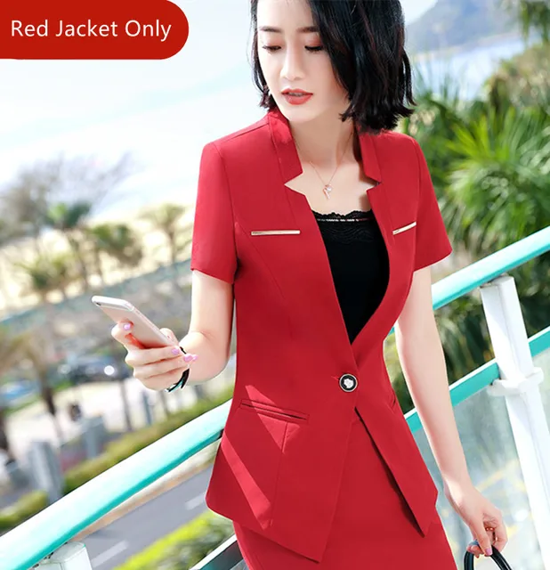 Woman Short Sleeve Suit Jacket Office 