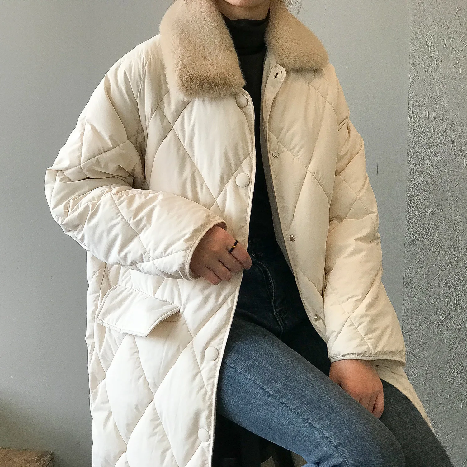 Mooirue осень зима уличная куртка пальто Femme длинная хлопковая стеганая одежда со стразами свободная пуховая хлопковая свободная парка