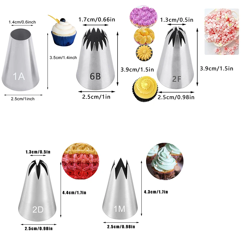 Russian Icing Piping Pastry Nozzles For Cakes Fondant Decor Confectionery Flower Cream Nozzle Kitchen Gadgets 1M#2A#2D#2F#6B cake decorating tip set,cake icing nozzles,baking nozzle set,cake decorating nozzle set