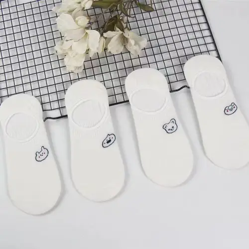 토끼 암소 심장 동물 양말 면화 캐주얼 따뜻한 양말 10 개 = 5 쌍/묶음, 스트리트웨어 귀여운 재미 있는 양말 짧은 해피 발목 5