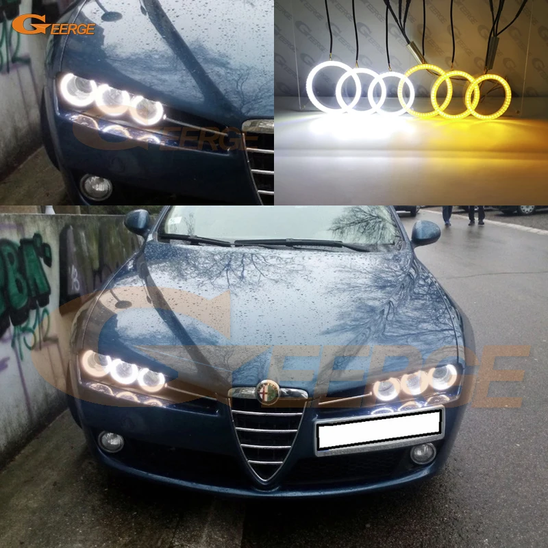 For Alfa Romeo 159 2005-2011 Excellent Ultra bright Dual Color Switchback led angel eyes halo ring Day Light turn signal light