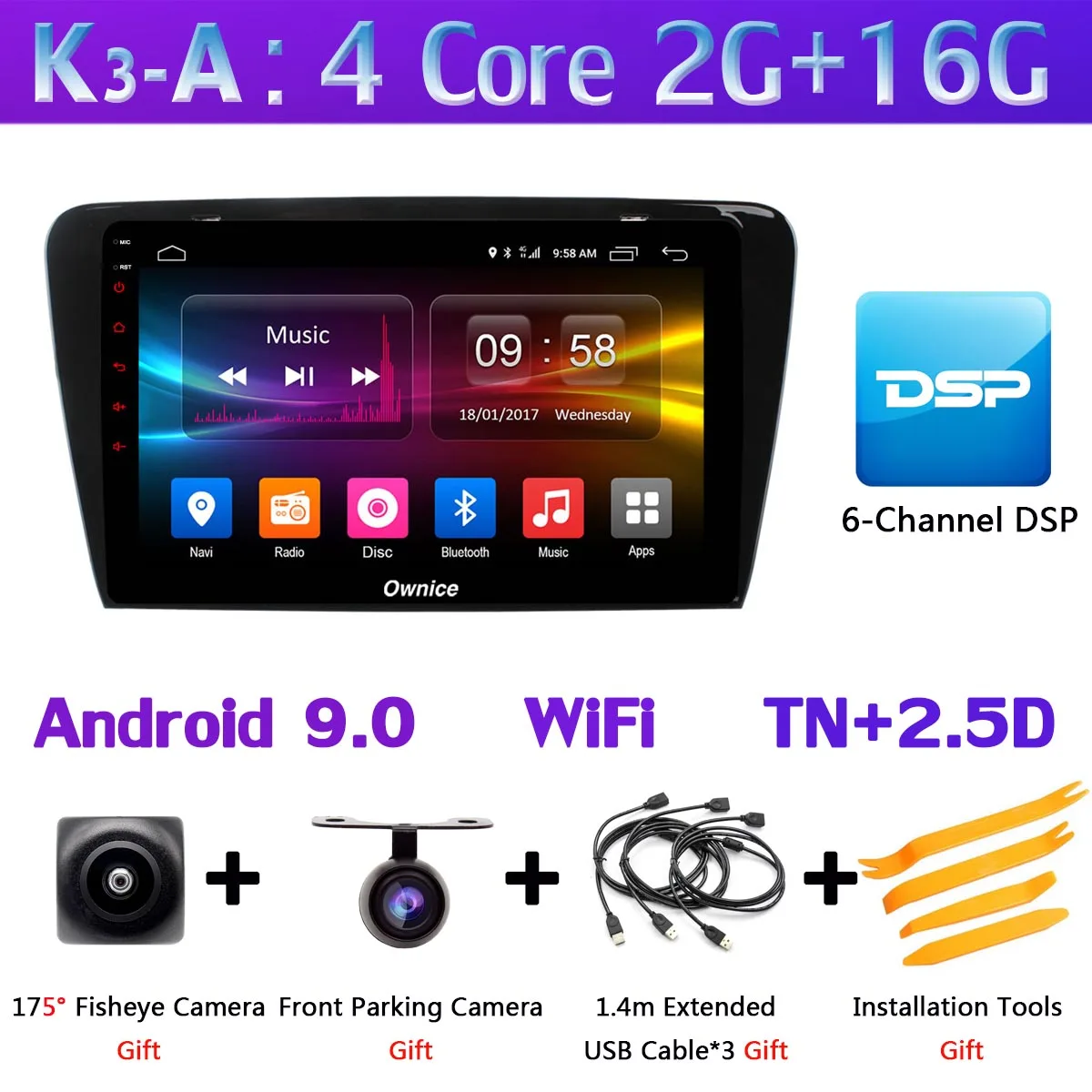360 ° 4* камера 4G LTE Android 9,0 8Core 4G+ 64G SPDIF DSP CarPlay автомобильный мультимидийный Навигатор Радио плеер для Skoda Octavia 3 A7 2013 - Цвет: K3-A