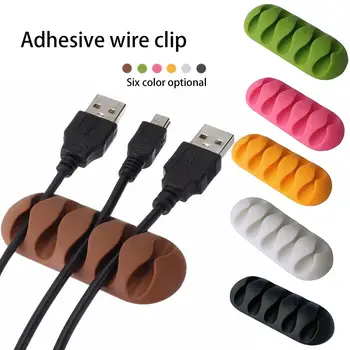 

5 Slot Self Adhesive Wire Cord Cable Clip Holder Management Desktop Organizer Cable Organizer кабельный органайзер garderoba