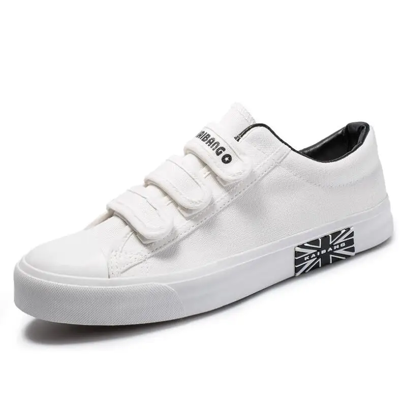

New men's shoes canvas pure white breathable comfortable casual non-slip wear design flat canvas off white men's shoes