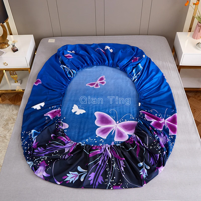 1 piece of bed sheet for bedroom 100%Polyeste Elastic Band Around bedding Fitted Sheet Only (excluding pillowcases) 6