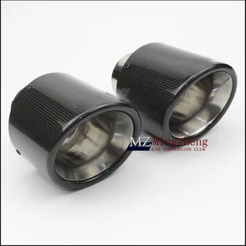 

114MM Outlet Glossy Carbon Fiber exhaust tip 304 Stainless Steel Universal Muffler tips A.K exhaust pipe