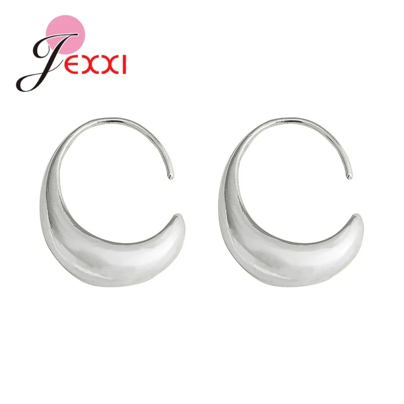 

New Arrival Simple 925 Sterling Silver Needle Thick C Shape Earrings Lady Women Girlfriend Best New Year Jewelry Gift