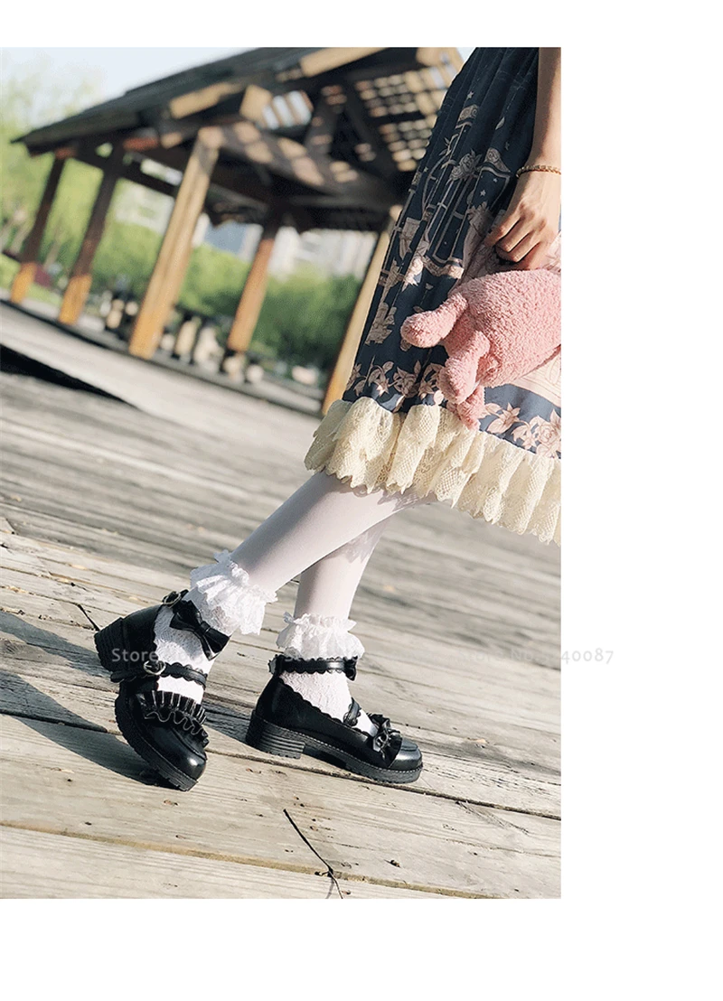 Девушки Лолита Kawaii кукла гофрированные школьные однотонные Кожаные туфельки женские японский стиль JK Academy принцесса аниме вечерние Косплей Coatume