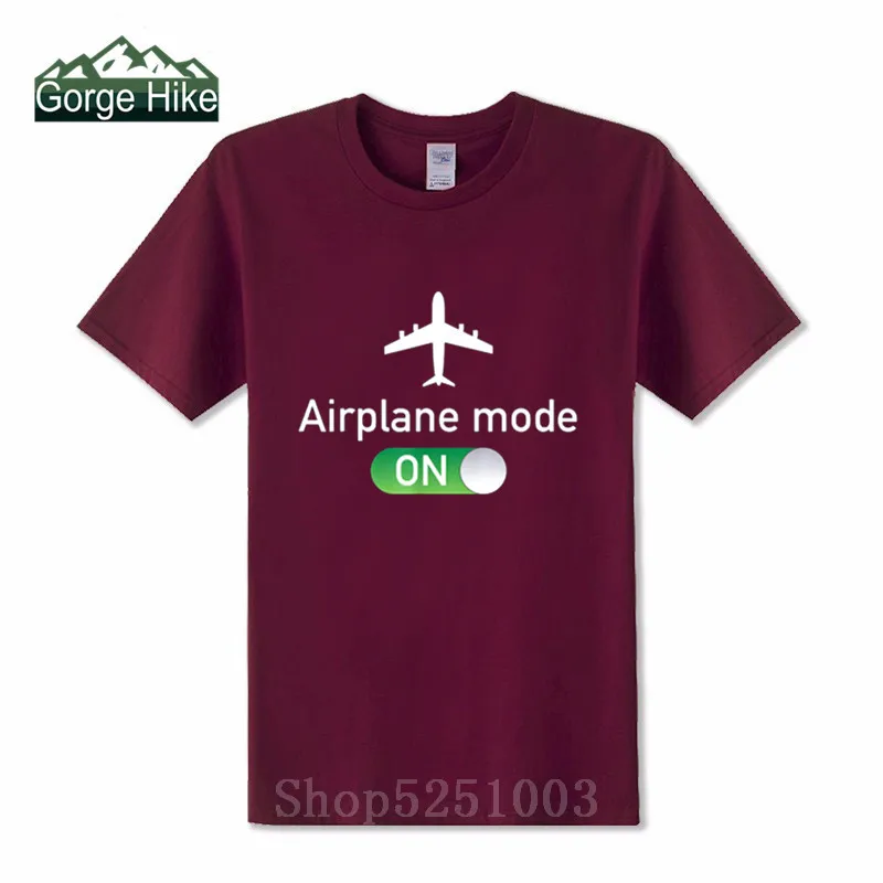

New Creative Design Airplane Mode On Tees Shirts funny Travel Gap year gift Men T-Shirt Mobile function Boyfriend Short Sleeves