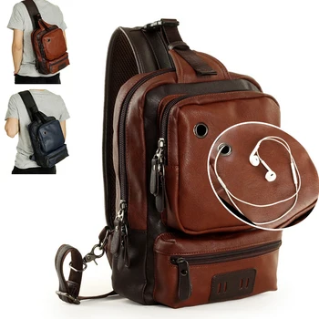 

2020 Men's USB Charging Bag Chest Bag PU Crossbody Shoulder Bag Diagonal Package Messenger Travel Bag Cross Body Bags