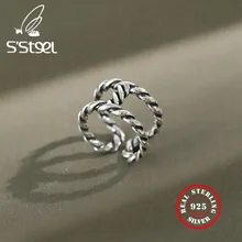 S'STEEL Letter H 925 Sterling Silver Rings For Women Vintage Twist Open Retro Ring Bague Femme Accessories Silver 925 Jewelry Fine Jewelry S'STEEL Letter H 925 Sterling Silver Rings For Women Vintage Twist Open Retro Ring Bague Femme Accessories Silver 925 Jewelry Fine Jewelry