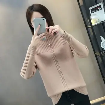 

Half high neck sweater bottoming sweater women's top with spring and autumn new style 2019 foreign style versatile