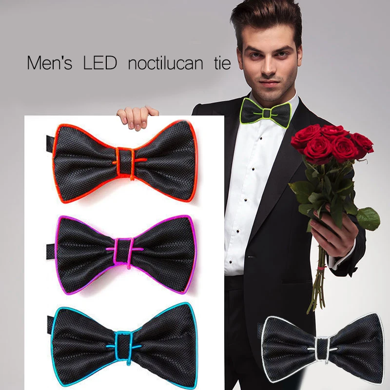Polyester Silk Necktie Luminous Christmas Gift Accessories Bow Bow Tie Flashing LED Dance Jewelry Bowtie Evening Show Men Party