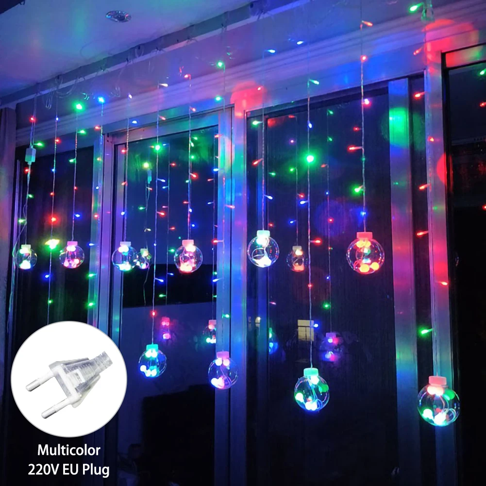 2,5 м 12 шаров, светильник для занавесок, рождественские украшения для дома, Новогоднее украшение, украшения для елки - Цвет: Color mixing